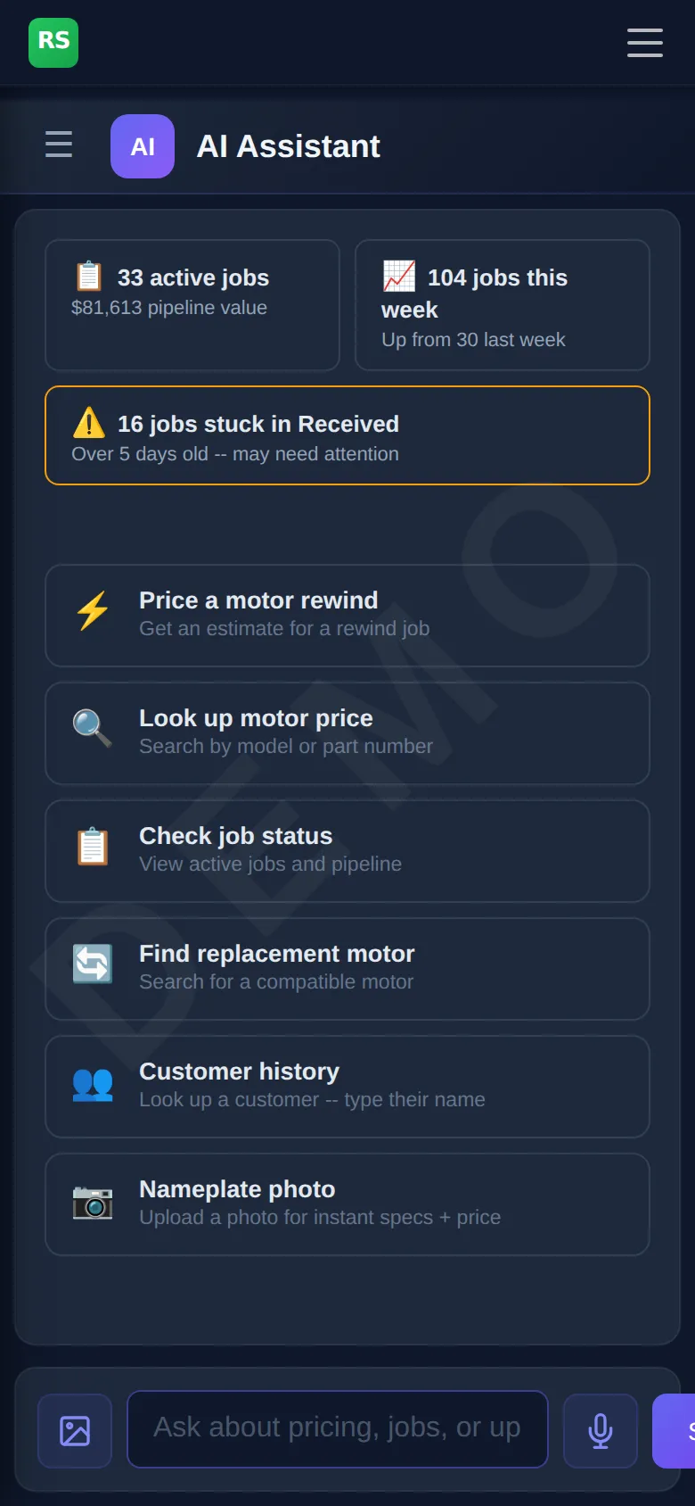 AI Pricing Chat on Mobile