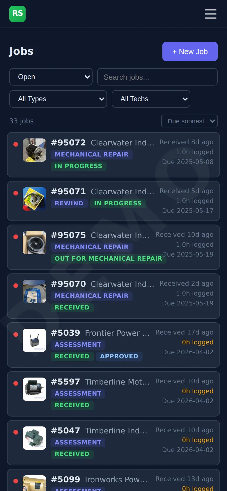 Job Manager on Mobile